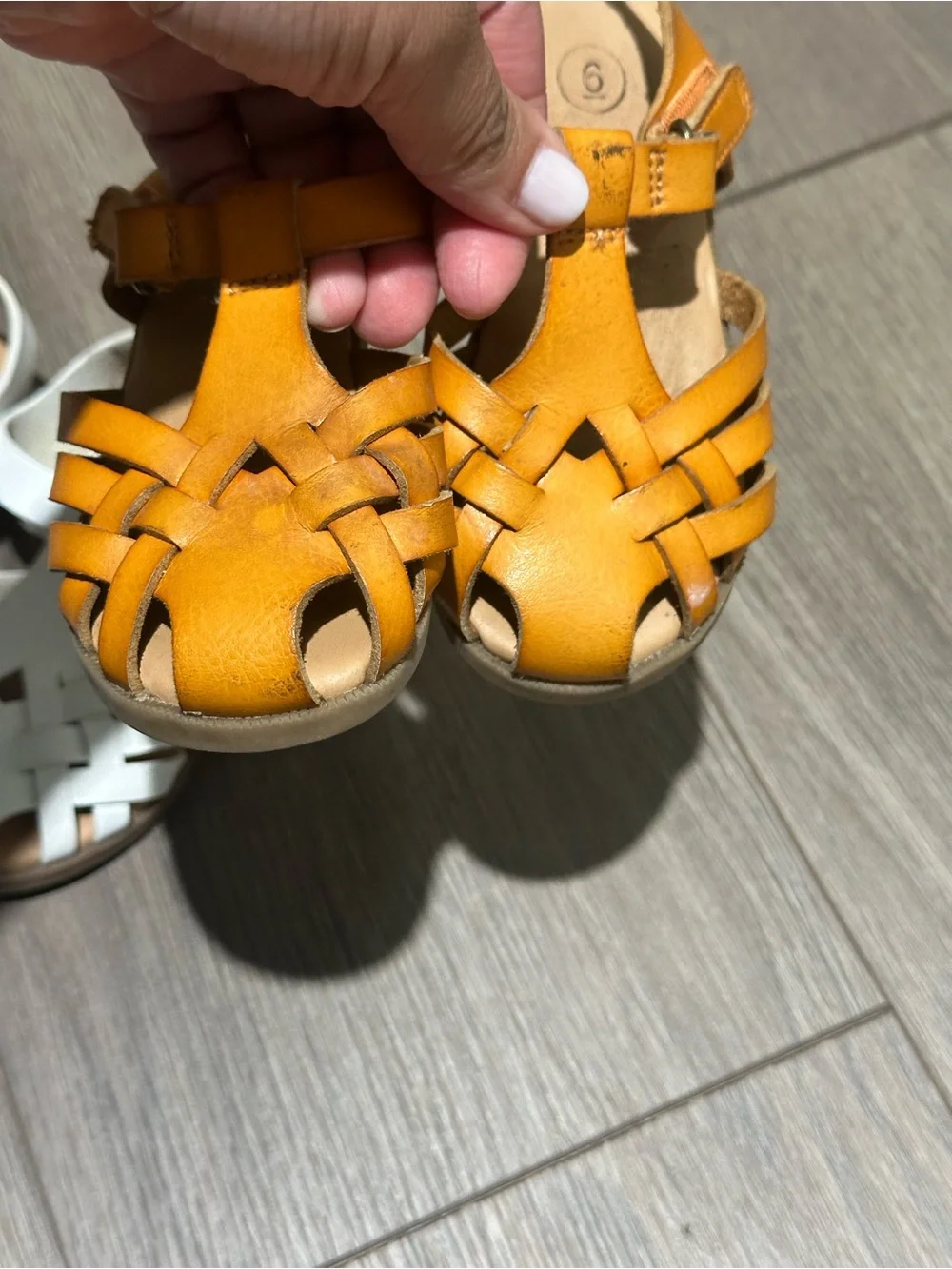Bundle Cat & Jack Kids Woven Closed-Toe Sandals in White and Mustard